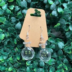 Cheshire Cat Potion Bottle Earrings
